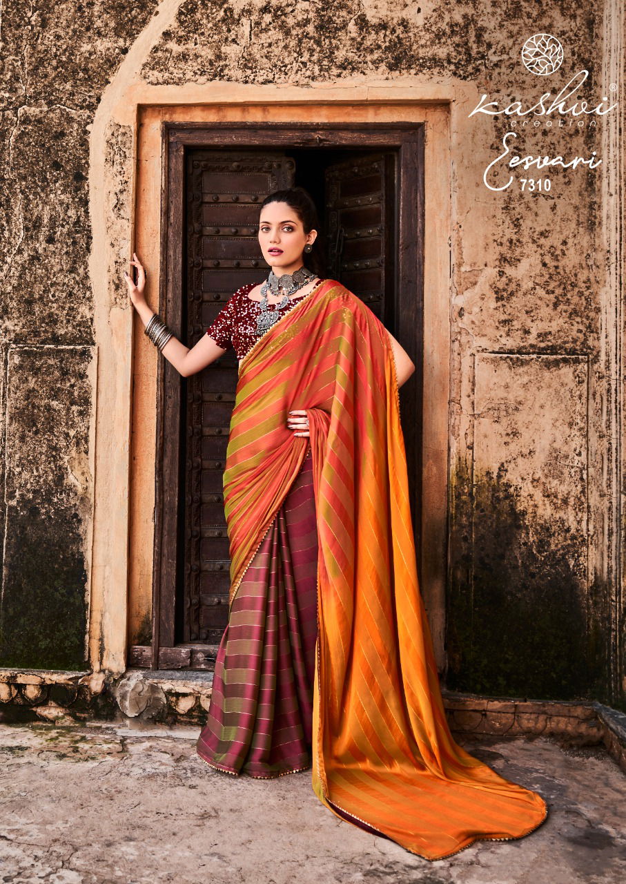 Kashvi Eesvari Party Wear Printed Stain Fancy Saree Collection